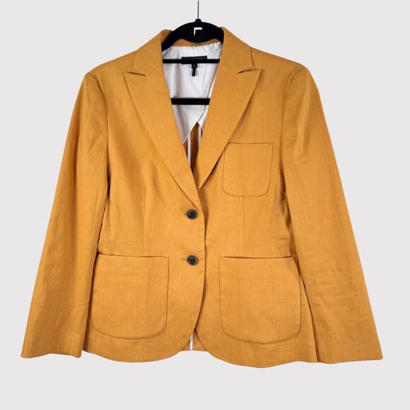 Rag & Bone Womens Suit Set Yellow Linen Tailored Blazer Straight Trouser Size 2 - Picture 2 of 16